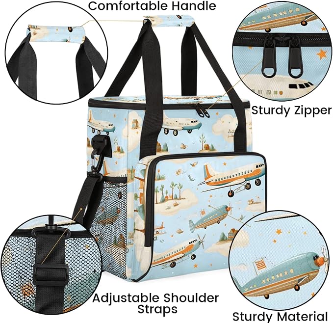 Cute Aircraft Coffee Maker Carring Bag, Large Insulated Storage Organizer Case - Image 6