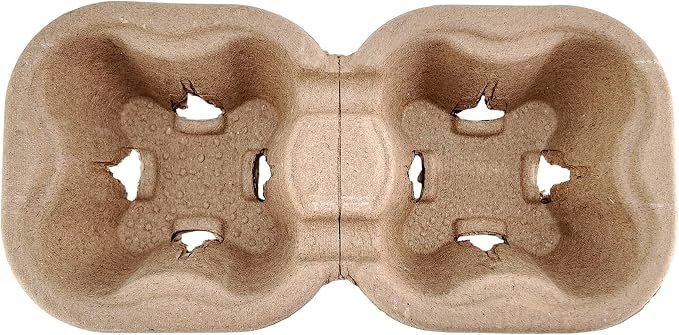 2 Cup Compostable Paper Pulp Cup Carrier, 30 Pack Heavy Duty Disposable Coffee - Image 2