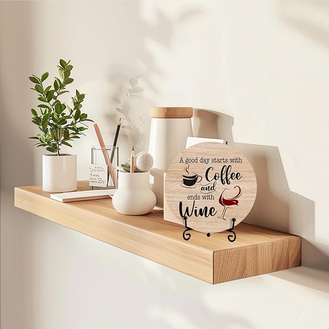 Coffee And Wine Desk Decor Sign, Rustic Funny Wooden Box Plaque, A Good Day - Image 6