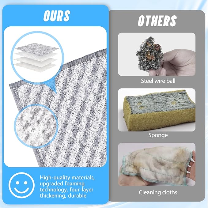 Wangjinpeng10 Pcs New Upgrade 4-Layer Metal Dish Cloths, Non-Scratch Odor-Free - Image 3