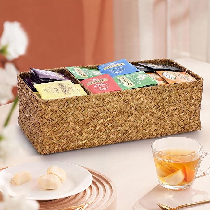 ELLDOO Woven Seagrass Wicker Rattan Storage Basket, Large Capacity Coffee Pod - Image 7