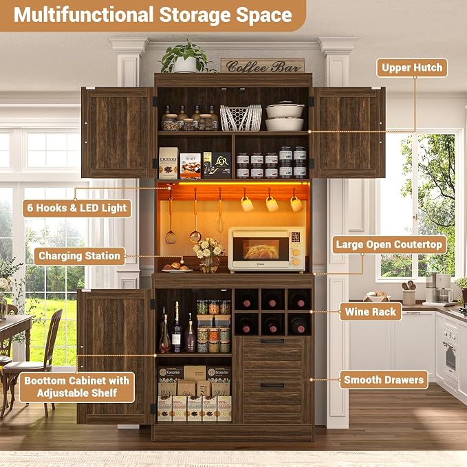 Unikito 72" Tall Kitchen Pantry Cabinet - Image 6