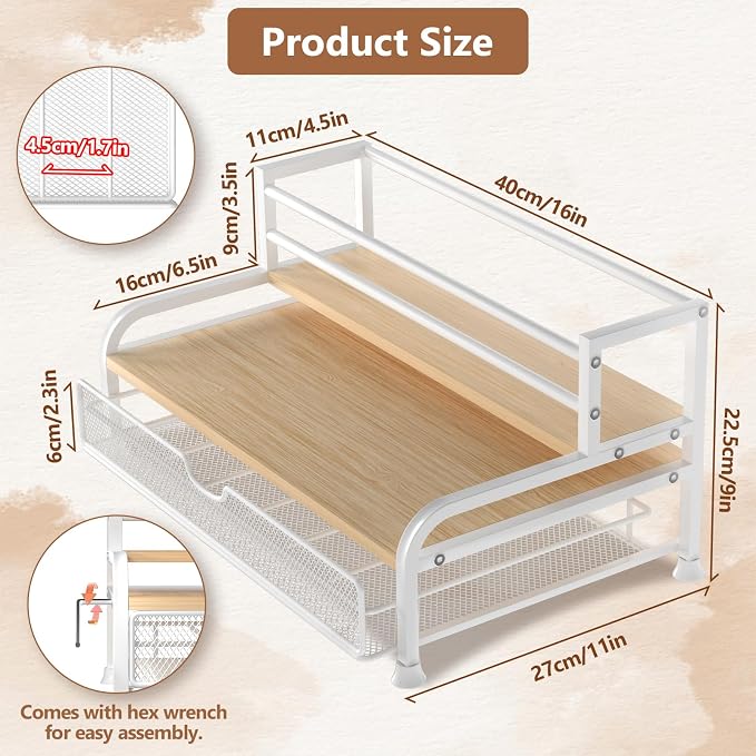 Coffee Syrup Rack Organizer, 3-Tier 8 Bottles Syrup Rack - Image 3