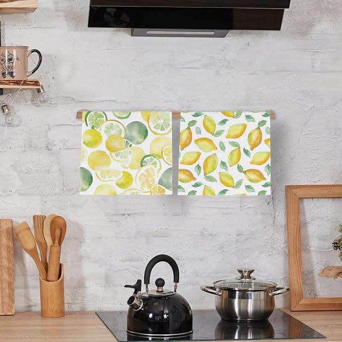 Summer Lemon Kitchen Dish Towels 16x24 Inch Set of 2, Summer Seasonal Holiday - Image 3