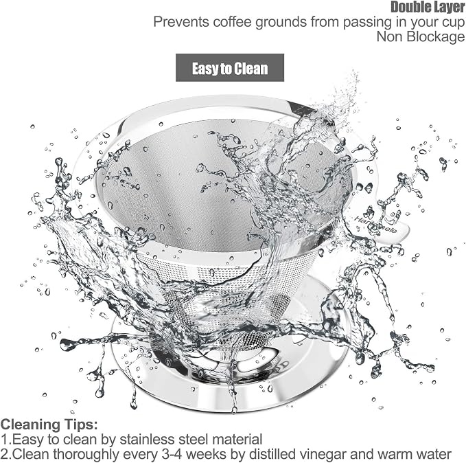 Hanlomele Pour Over Coffee Dripper, Paperless Reusable Coffee Filter, Pour Over - Image 5