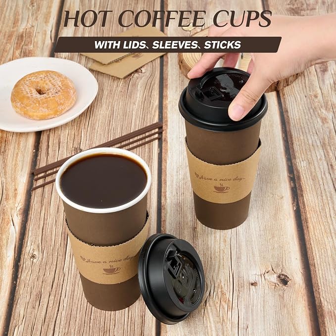 LITOPAK 100 Pack 20 oz Paper Coffee Cups, Drinking Cups - Image 4