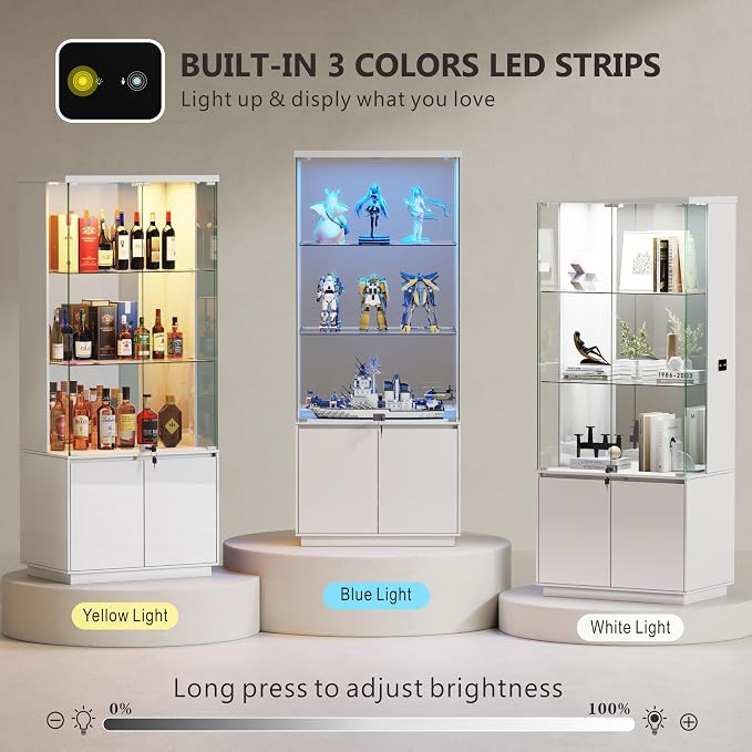 Gurexl 71" Tall Glass Display Cabinet - - Image 6
