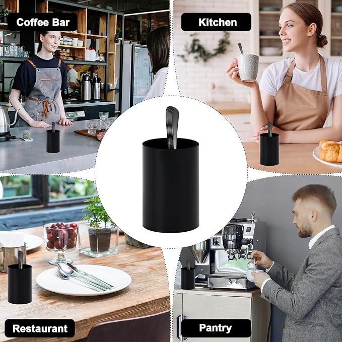 6 PCS Black Coffee Spoons with Holder Small Espresso Coffee Spoons 4.92 Inch - Image 4
