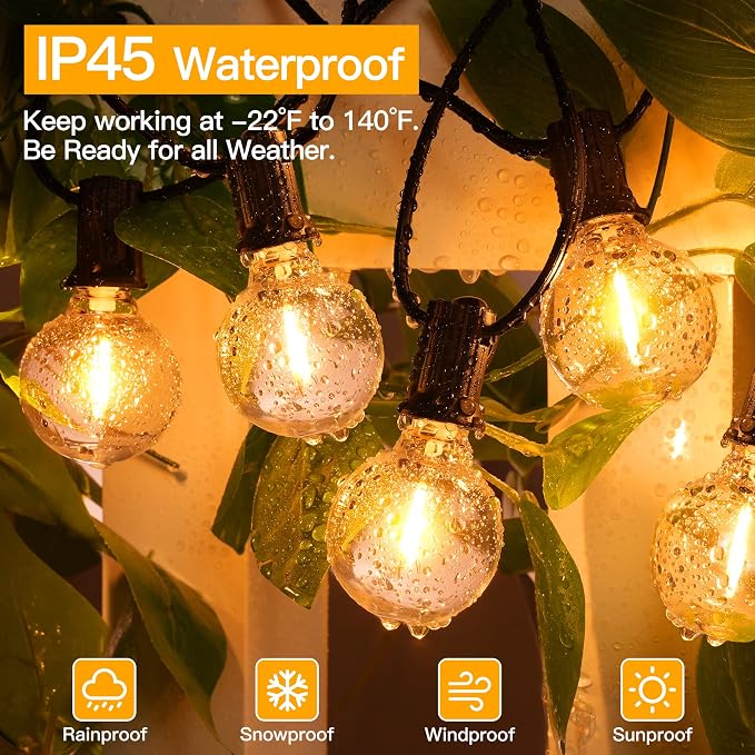 Ollny 50FT Outdoor String Lights, Waterproof Connectable Shatterproof Outside - Image 3