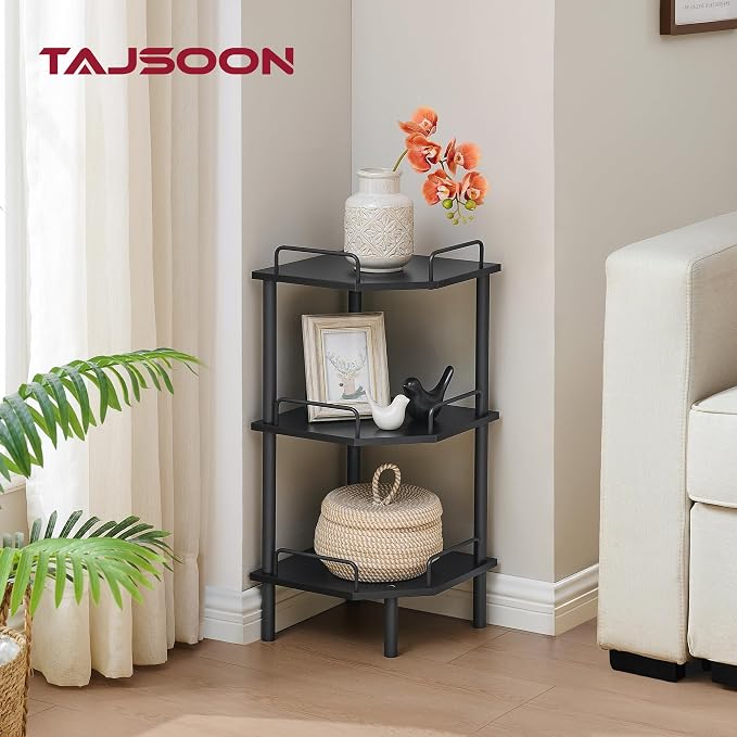 Tajsoon Corner Shelf Stand, 3 Tier Industrial Corner Shelves, Corner Shelving - Image 9
