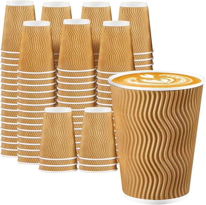 Lamosi Disposable Coffee Cups 12 OZ 100 Pack, Paper Coffee Cups 12 OZ by BuyNow