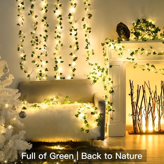 suddus Vine with Fairy Lights Battery Operated, 33ft100 LED Pothos String - Image 9