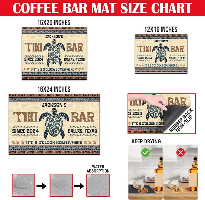 THUYPT Personalized Tiki Bar Mat, Dish Drying Mat - Image 2