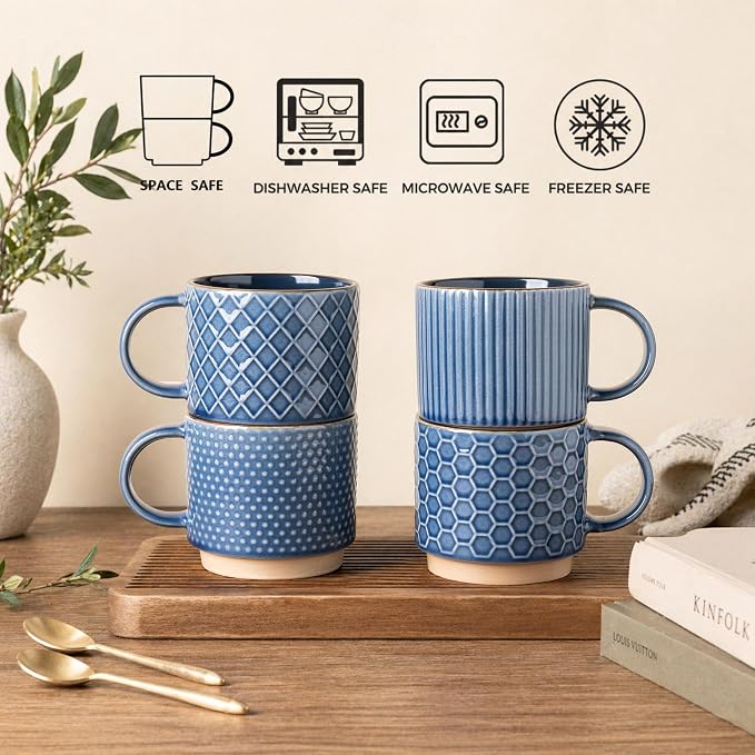GBhome 15OZ Stackable Coffee Mugs, Ceramic Coffee Cups - Image 7
