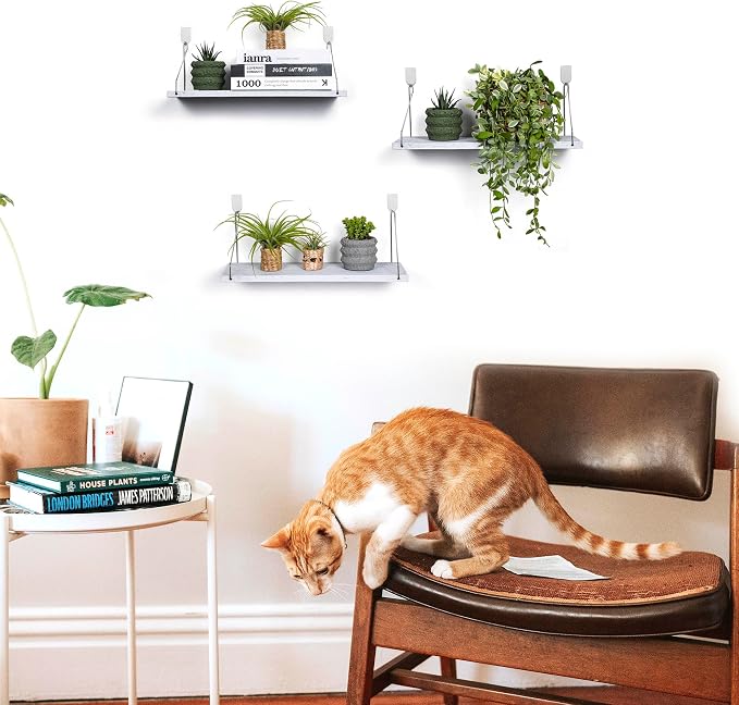Floating Shelves Set of 3 Rustic Solid Wood Floating Shelf Wall Storage Shelves - Image 2