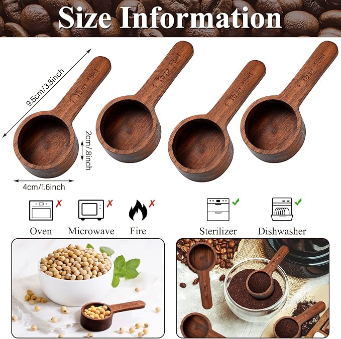 Skyley 4 Pcs Coffee Wooden Scoop - Image 2