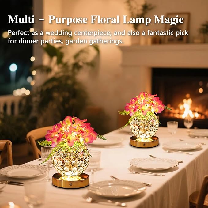 Purple Artificial Hydrangea Flower Lamp, 3 Color Dimmable Touch Control Night - Image 2