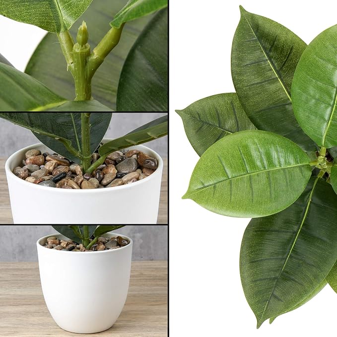 Briful 18'' Tall Artificial Plants Fake Fiddle Leaf Fig Houseplant Realistic - Image 3