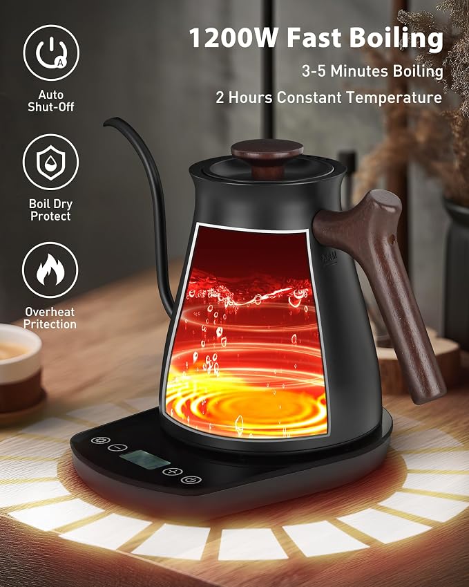 Harriet Gooseneck Electric Kettle - 1200W Fast Heat - Image 6