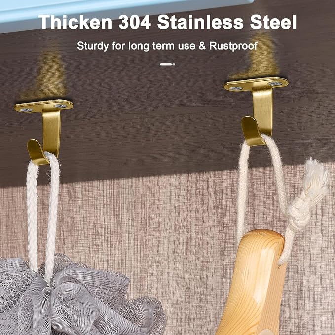 NearMoon Stainless Steel Screw Mounted Ceiling Hooks, Under-Shelf Towel/Robe - Image 3