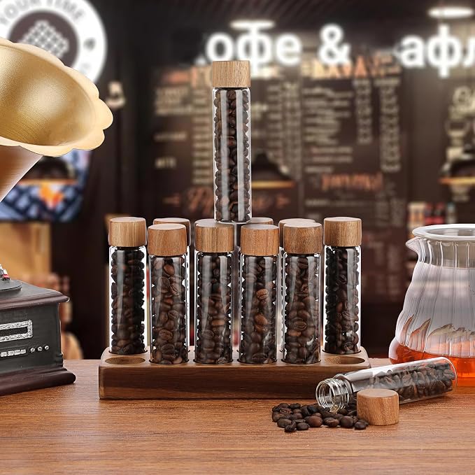 JUXYES Set of 12 Single Dose Coffee Bean Storage Tubes - Image 3