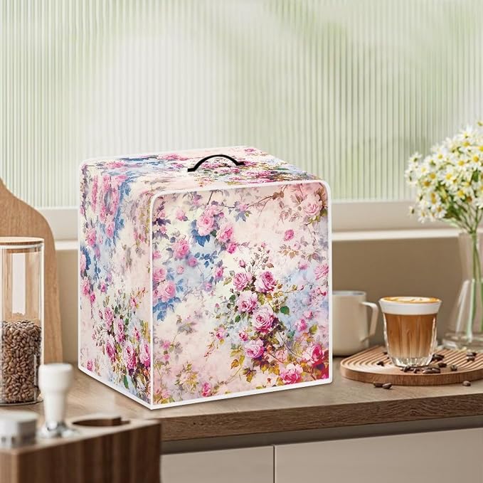Rose Coffee Maker Cover Dust Proof Appliance Cover Machine Washable Stand Cover - Image 3