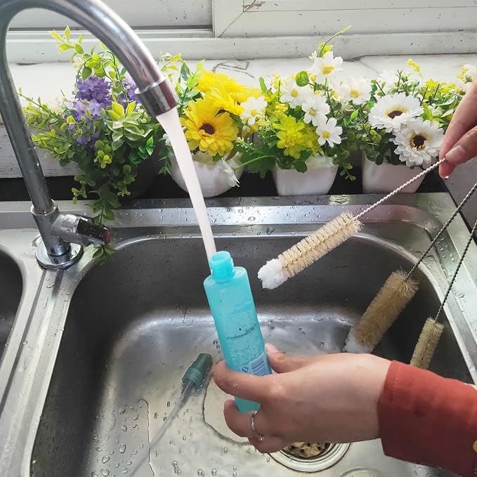 NewFerU Stainless Steel Soda Bottle Cleaning Brush Set in Natural Boar Bristle - Image 9