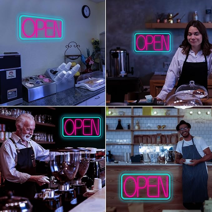 Open Signs for Business, 16.5"x 9" Dimmable Led Neon Open Sign Ultra Bright - Image 6