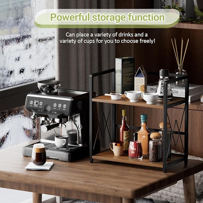 Aduanbang Coffee Bar Accessories Organizer, Seasoning Organizer, 2 Tier Wooden - Image 2