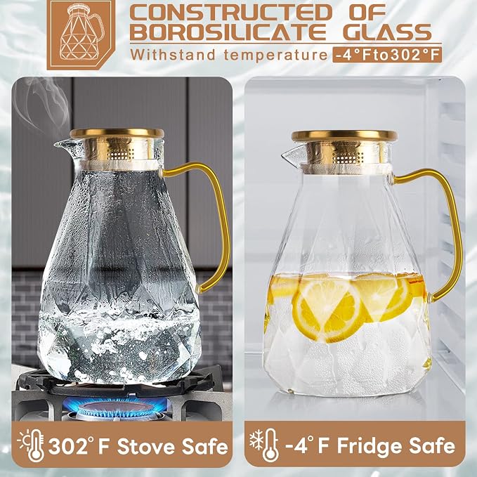 Glass Pitcher, 2.2 Liter Water Pitcher - Image 4