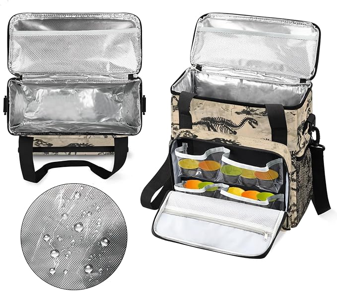 Cool Dinosaur Skeleton Coffee Maker Carring Bag, Large Insulated Storage - Image 3