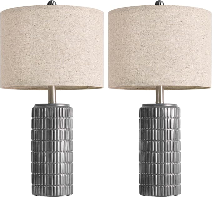 PoKat 23" Ceramic Dark Gray Table Lamps Set of 2 - Image 9