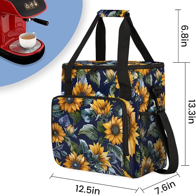 Yellow Sunflower Coffee Maker Carring Bag, Large Insulated Storage Organizer - Image 2