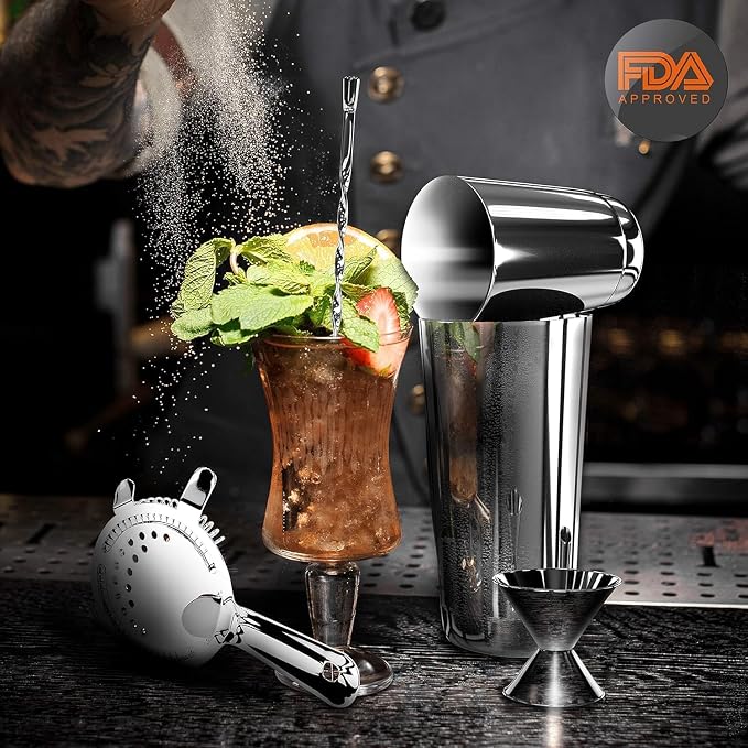 NutriChef Mixology Bartender Cocktail Shaker Set-Includes 15&30 oz Stainless - Image 6