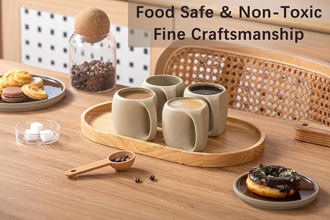 Ceramic Espresso Cups Set of 4, Double Espressos Shots Cup, 4 OZ Espresso Mugs - Image 5