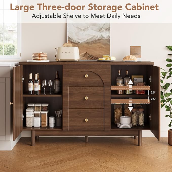 Buffet Cabinet with Drawers, Modern Coffee Bar Station Kitchen Table - Image 4