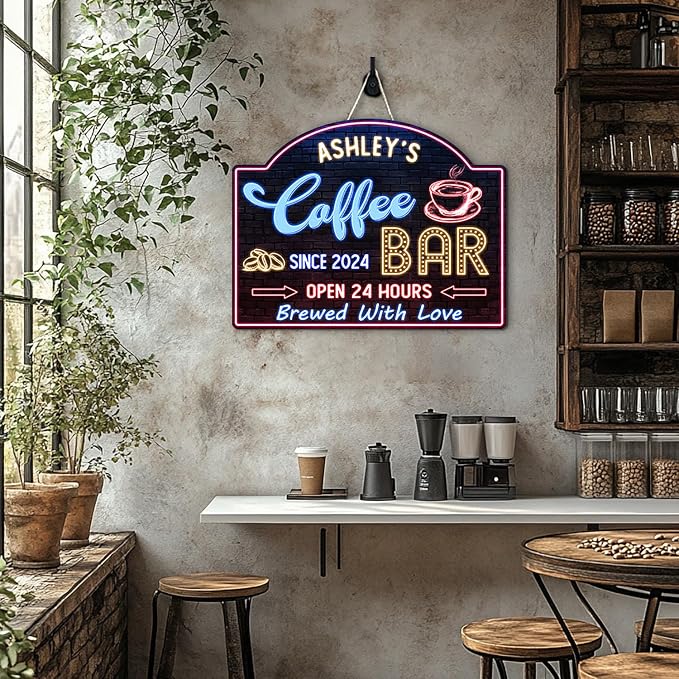 THUYPT Personalized Coffee Sign, Coffee Wooden Sign Plaque Wall Hanging Coffee - Image 7
