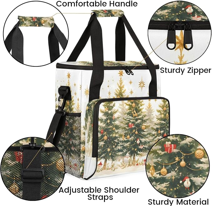 Christmas Trees Coffee Maker Carring Bag, Large Insulated Storage Organizer - Image 6