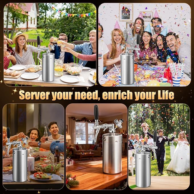 128oz Mini Keg Growler with Adjustable Faucet, Stainless Steel Beer Growler Tap - Image 9