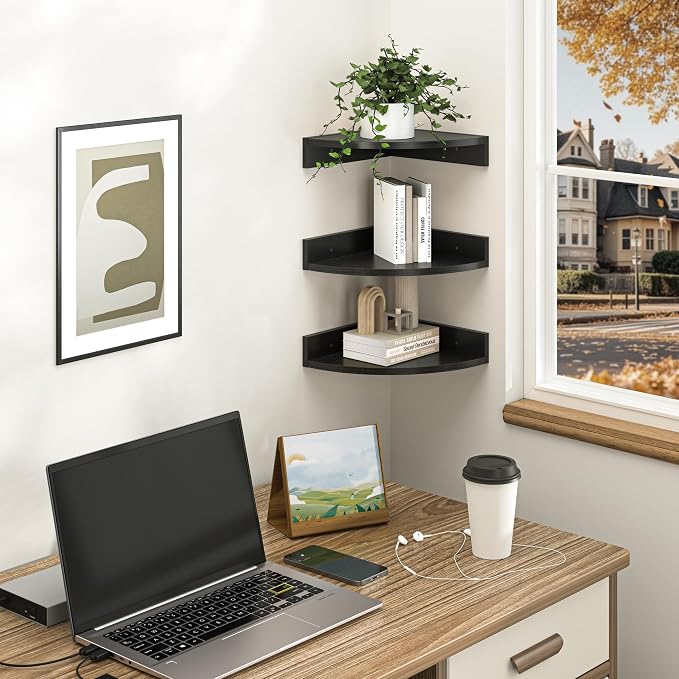 Fun Memories Corner Shelf Wall Mount, Wood Floating Corner Shelves, Corner Wall - Image 7