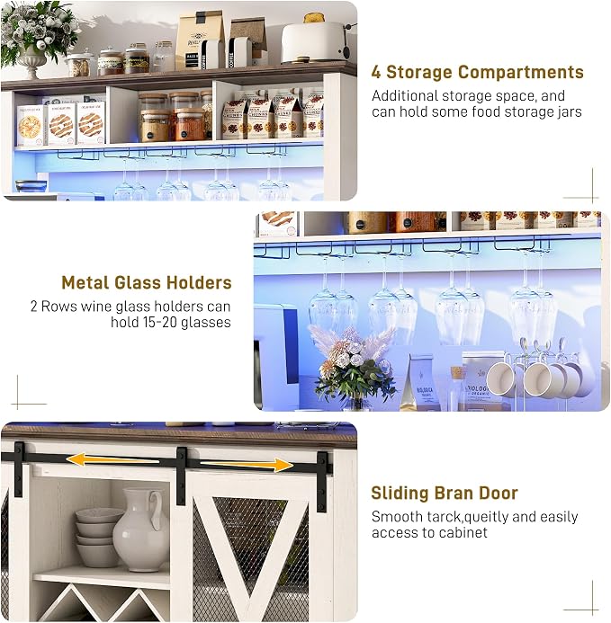 47"Wide 56"H Farmhouse Coffee Bar Cabinet - Image 7