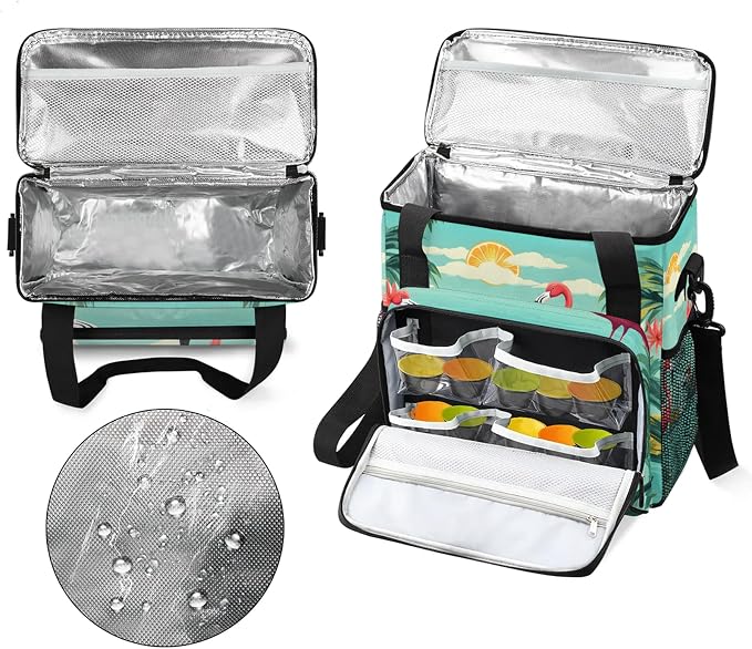 Tropical Flamingo Coffee Maker Carring Bag, Large Insulated Storage Organizer - Image 3