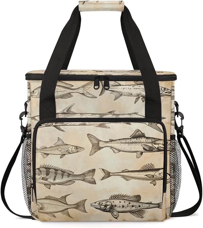 Vintage Retro Fish Coffee Maker Carring Bag, Large Insulated Storage Organizer by Home