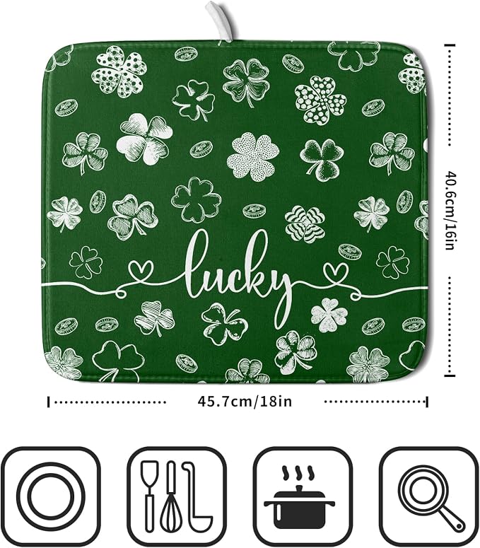 Lucky Shamrocks Dish Drying Mats - Image 2