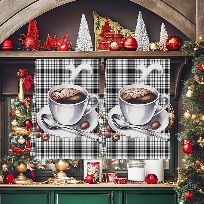 Kitchen Towels Nostalgia Coffee Absorbent Tea Towel Soft Hand Dish Towel Black - Image 2