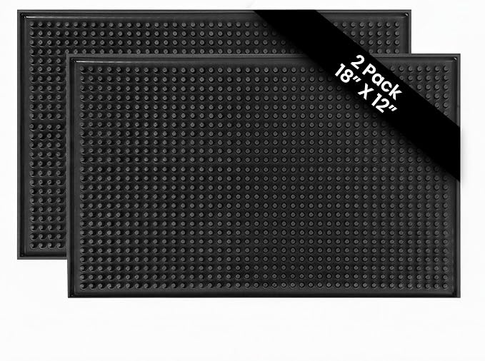 Rubber Bar Mat Set of 2-18"x12", Non-Toxic Spill & Drying Mats by WISHMART