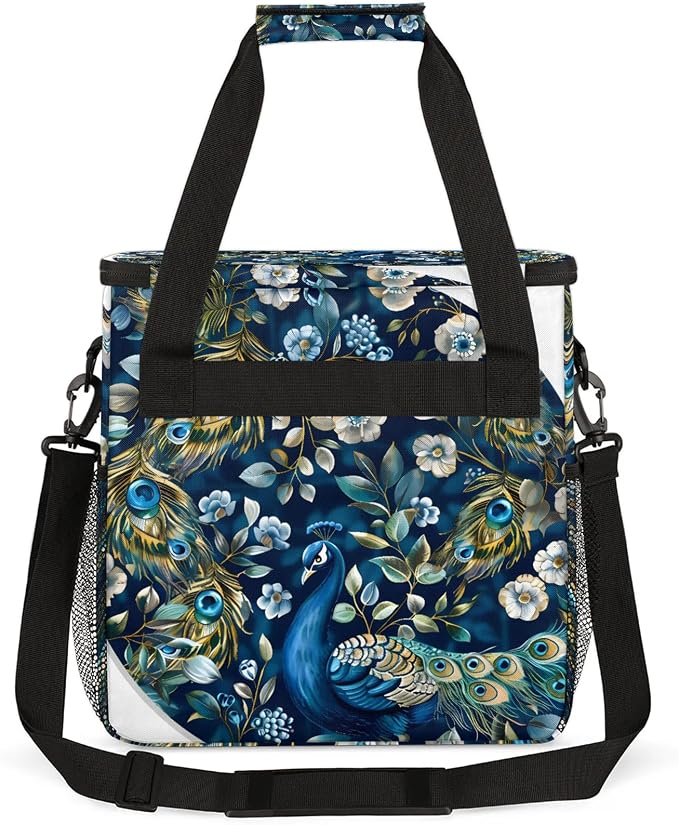 Animal Peacock Feaher Coffee Maker Carring Bag, Large Insulated Storage - Image 5