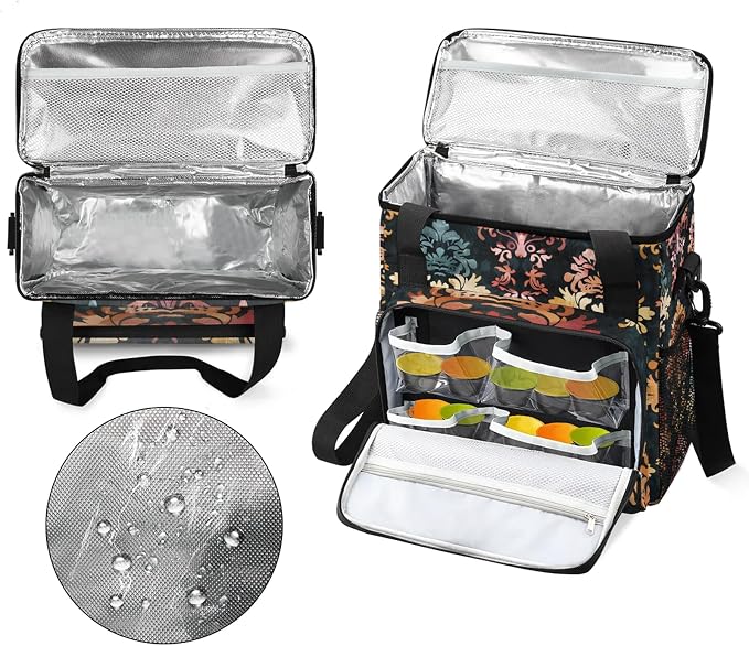 Damask Floral Boho Paisley Coffee Maker Carring Bag, Large Insulated Storage - Image 3