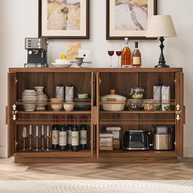 ONBRILL Buffet Cabinet with Storage, Wooden Kitchen Coffee Bar Credenza Storage - Image 3