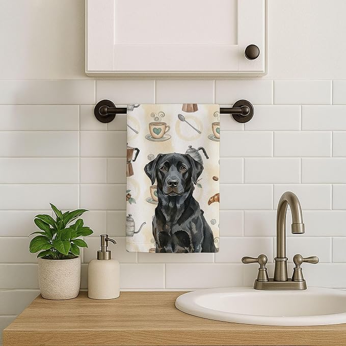 Caroline's Treasures Black Labrador Retriever Coffee Bar Kitchen Towel Velour - Image 7